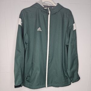 Adidas Climaproof Green and White Mesh Lined Windbreaker Jacket XL EUC